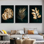 Tropical Botany Exotic Golden Palm Leaves Wall Art Fine Art Canvas Prints Pictures For Living Room Dining Room Nordic Home Decor