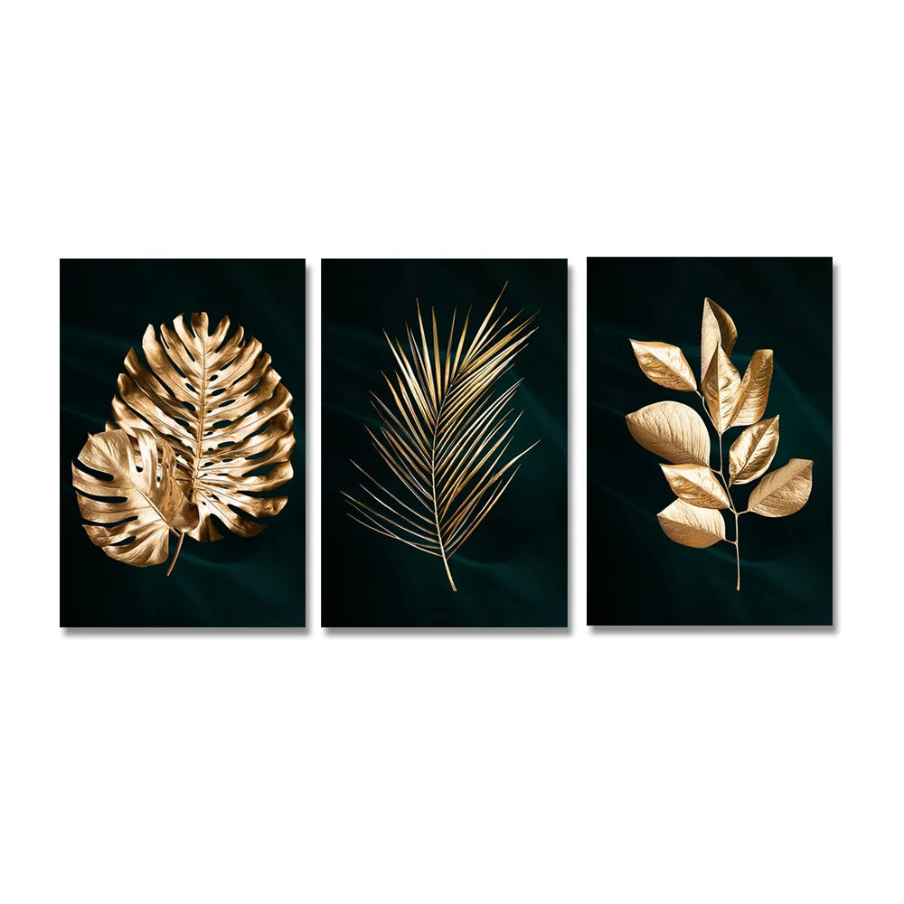 Tropical Botany Exotic Golden Palm Leaves Wall Art Fine Art Canvas Prints Pictures For Living Room Dining Room Nordic Home Decor