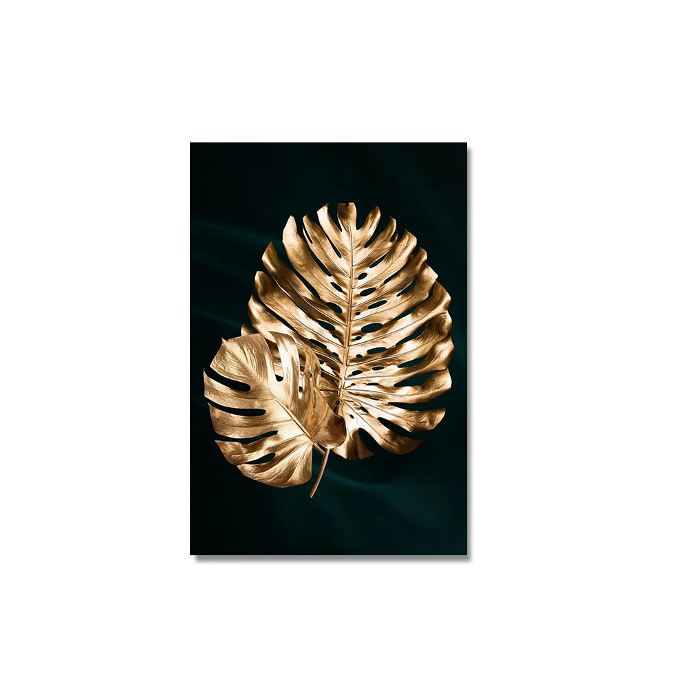 Tropical Botany Exotic Golden Palm Leaves Wall Art Fine Art Canvas Prints Pictures For Living Room Dining Room Nordic Home Decor