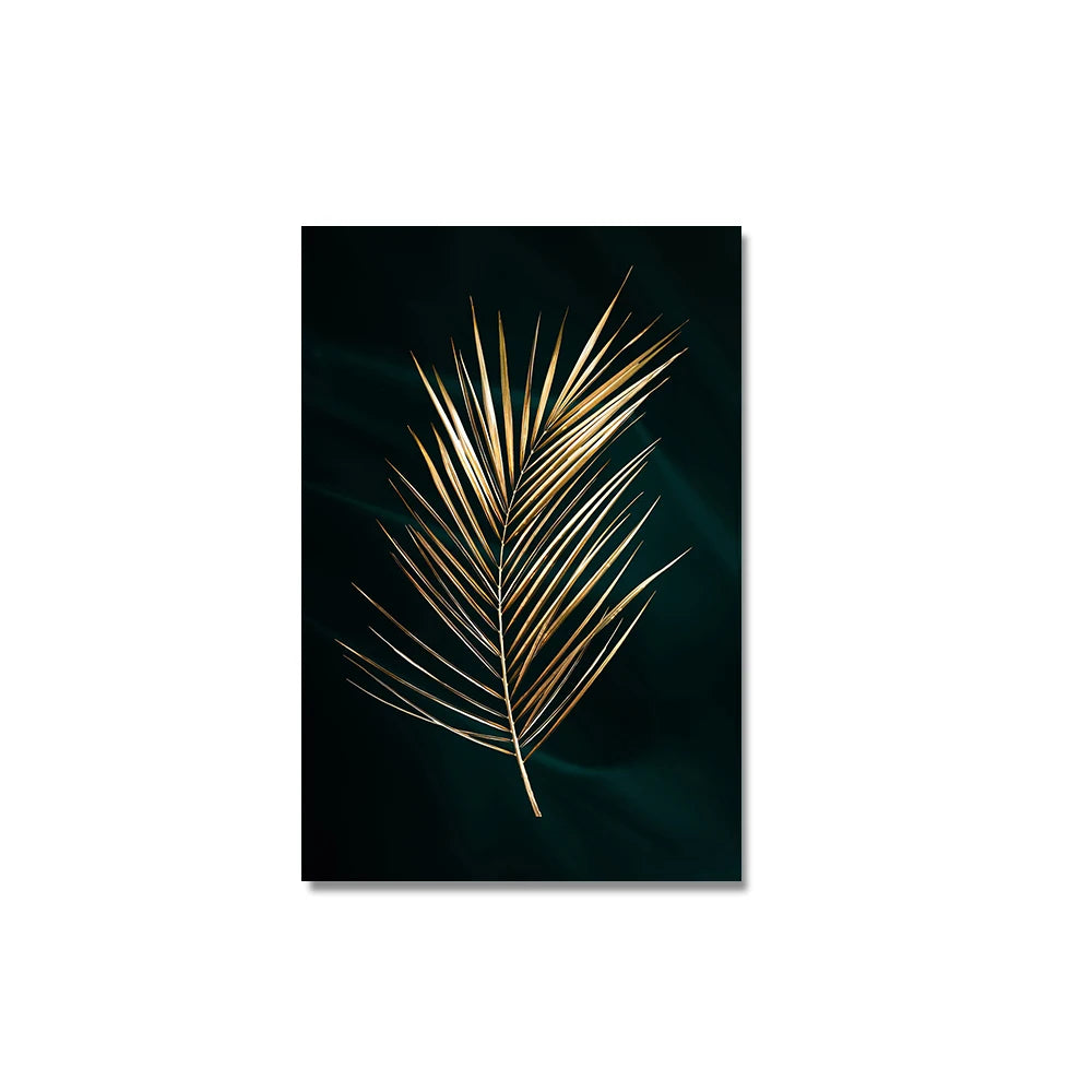 Tropical Botany Exotic Golden Palm Leaves Wall Art Fine Art Canvas Prints Pictures For Living Room Dining Room Nordic Home Decor
