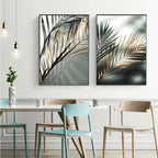 Tropical Green Golden Palm Leaves Wall Art Fine Art Canvas Prints Modern Botany Posters Pictures For Living Room Dining Room Decor
