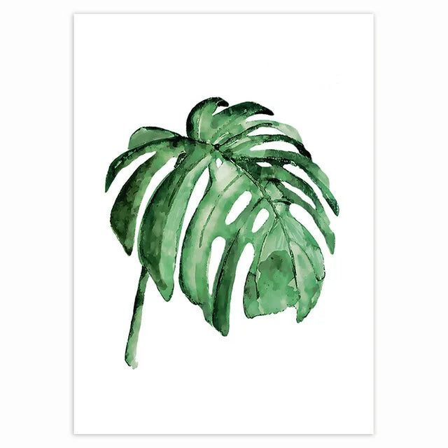 Tropical Green Plants Monstera Fern Palm Leaves Wall Art Fine Art Canvas Print Watercolor Posters Pictures For Living Room Nordic Home Decor