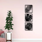 Tropical Palm Leaves Silhouette Black Metal Wall Art Plaques 3d Iron Crafted Wall Mounted Nordic Decoration For Living Room Dining Room Decor.