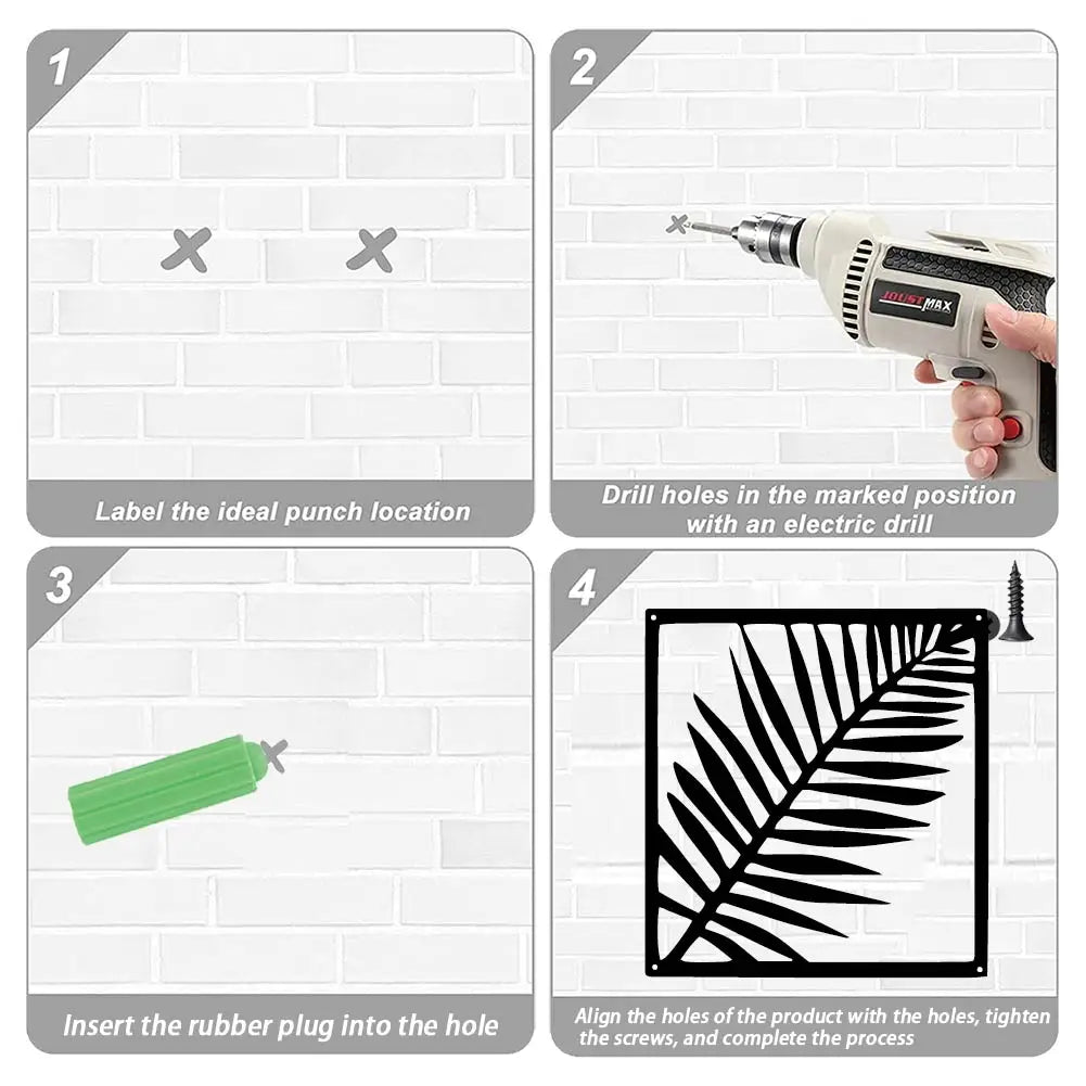 Tropical Palm Leaves Silhouette Black Metal Wall Art Plaques 3d Iron Crafted Wall Mounted Nordic Decoration For Living Room Dining Room Decor.