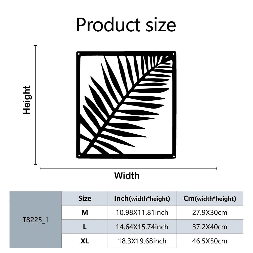 Tropical Palm Leaves Silhouette Black Metal Wall Art Plaques 3d Iron Crafted Wall Mounted Nordic Decoration For Living Room Dining Room Decor.