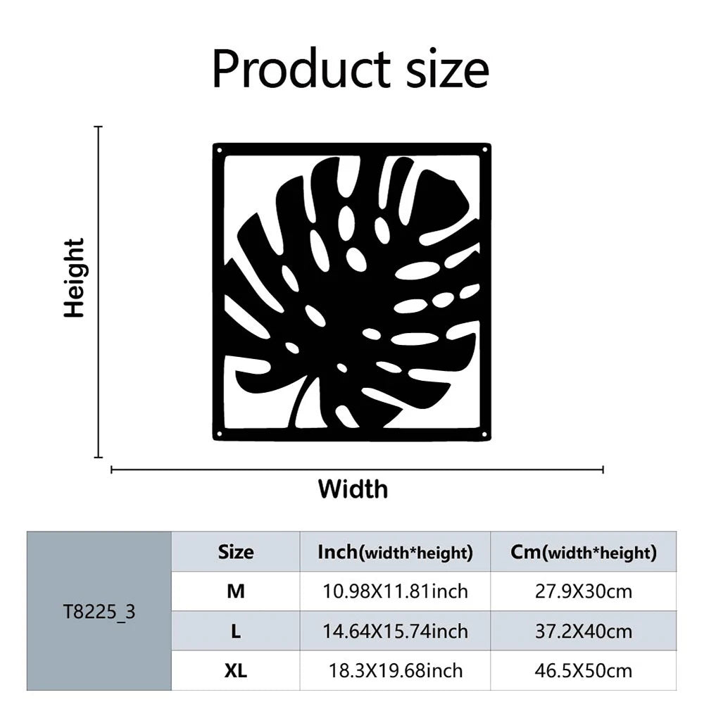 Tropical Palm Leaves Silhouette Black Metal Wall Art Plaques 3d Iron Crafted Wall Mounted Nordic Decoration For Living Room Dining Room Decor.