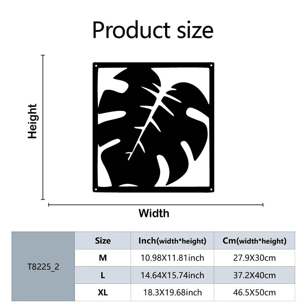 Tropical Palm Leaves Silhouette Black Metal Wall Art Plaques 3d Iron Crafted Wall Mounted Nordic Decoration For Living Room Dining Room Decor.