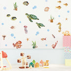 Underwater Sea Life Wall Decals – Turtle, Seahorse & Octopus Wall Stickers for Kids Room & Nursery, Creative DIY Home Decor