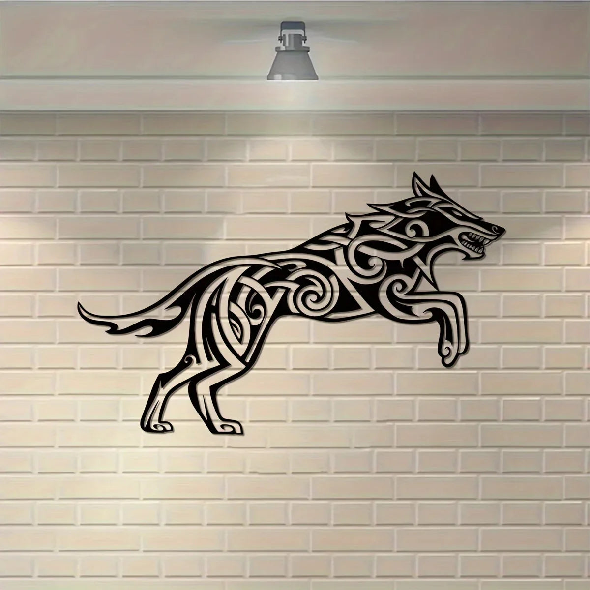 Unique Viking Wolf 3d Iron Crafted Black Metal Wall Art Creative Wall Hanging Decoration For Living Room Bedroom Dining Room Nordic Home Decor