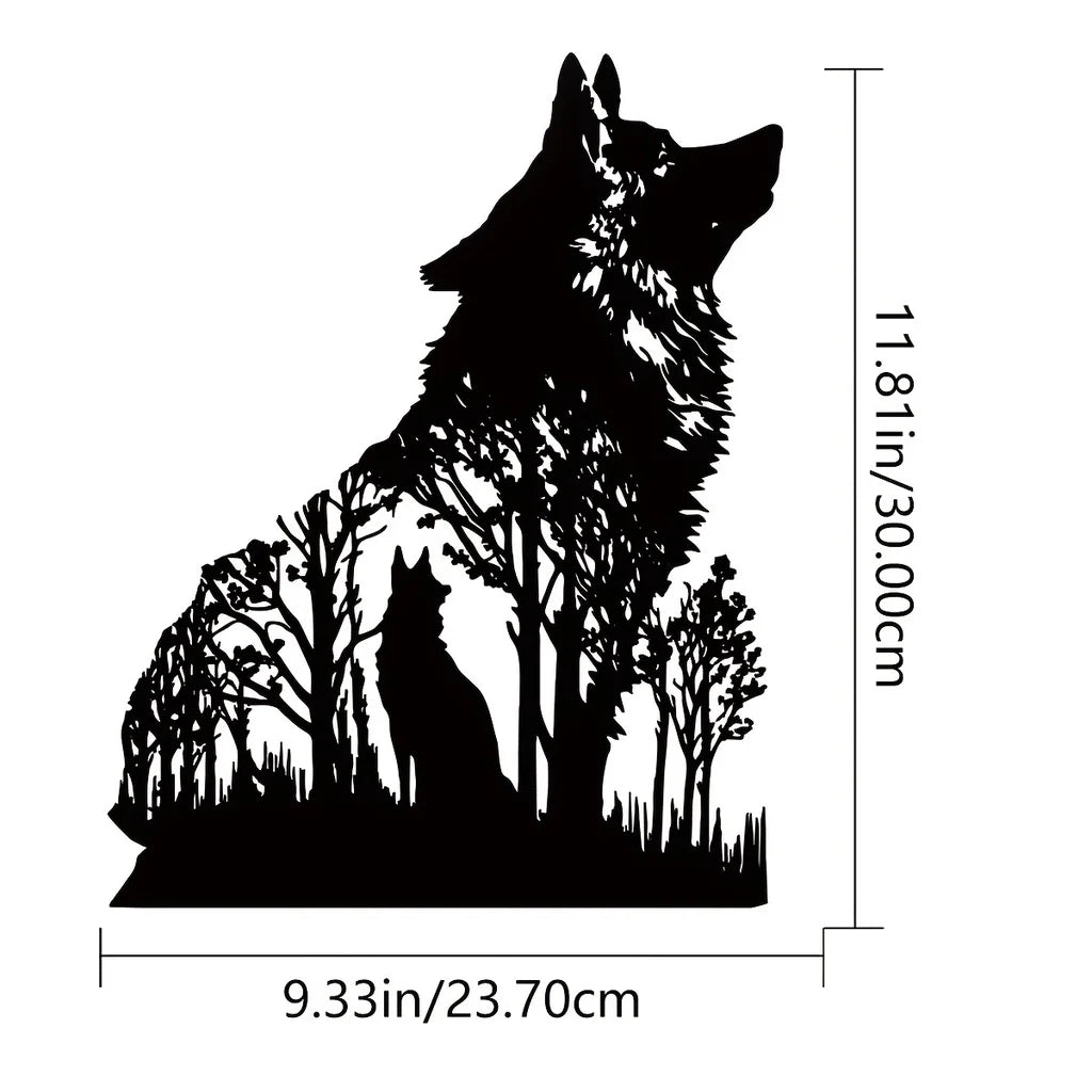 Unique Viking Wolf 3d Iron Crafted Black Metal Wall Art Creative Wall Hanging Decoration For Living Room Bedroom Dining Room Nordic Home Decor