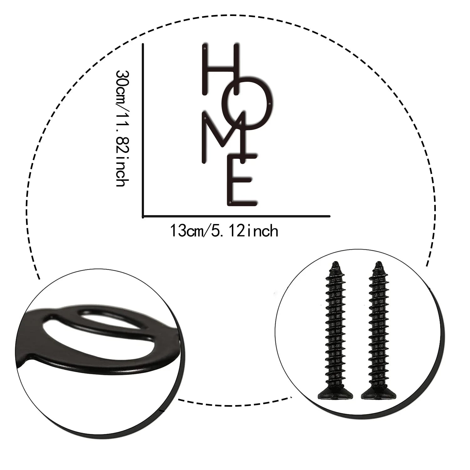 Vertical Typographic Home Silhouette Sign Black Metal Wall Art 3d Iron Craft Typographic Wall Decoration For Living Room Family Room Dining Room Art Decor