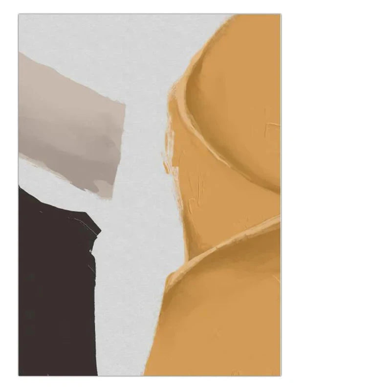 Vibrant Abstract Geometric Wall Art Fine Art Canvas Print - Mustard Yellow, Beige, White, Black - Minimalist Modern Wall Art for Contemporary Interiors