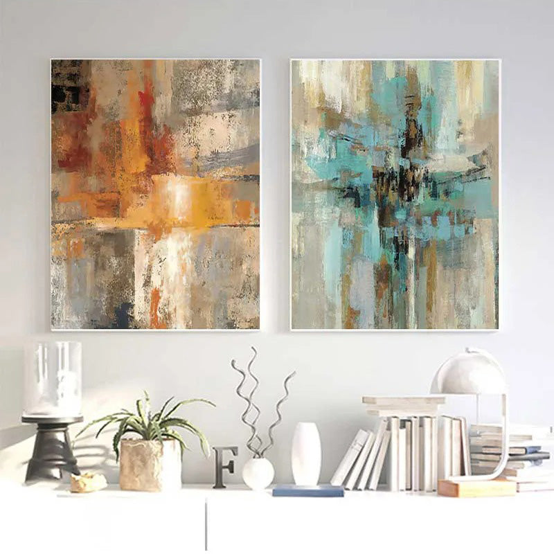 Vintage Color Burst Abstract Wall Art Fine Art Canvas Prints Pictures For Modern Apartment Living Room Dining Room Contemporary Home Decor