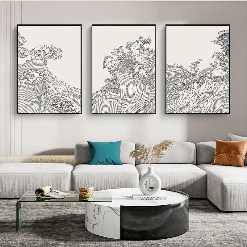 Vintage Minimalist Japanese Abstract Wall Art Fine Art Canvas Prints Black White Pictures For Living Room Bedroom Dining Room Classic Art For Contemporary Interiors 2025