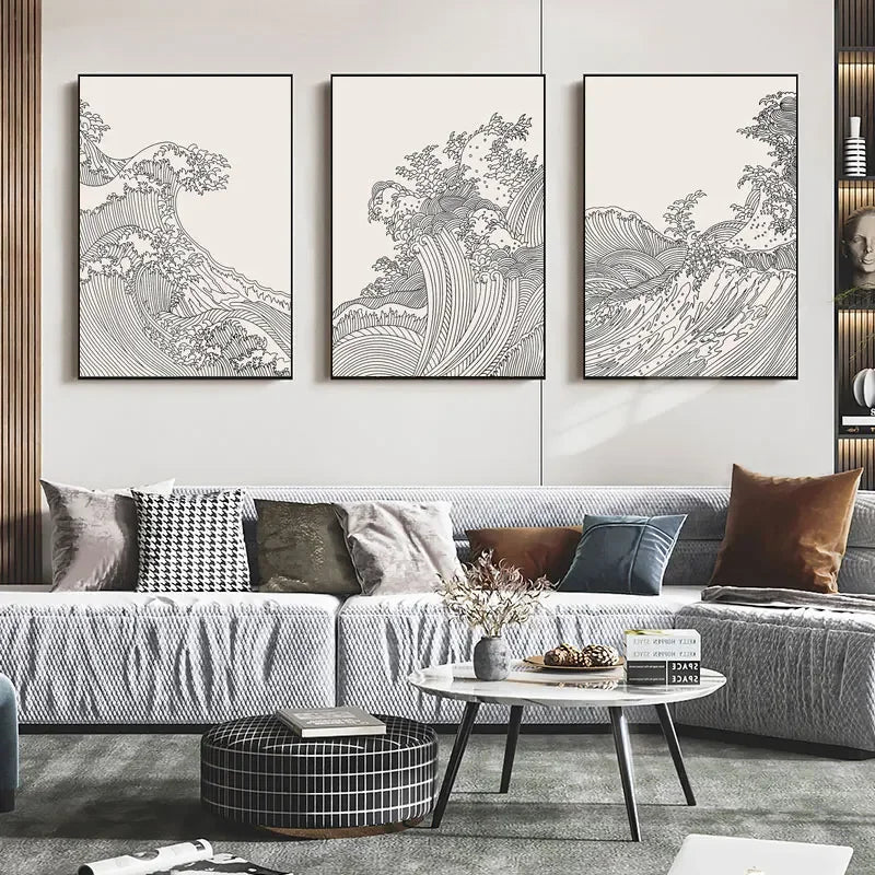 Vintage Minimalist Japanese Abstract Wall Art Fine Art Canvas Prints Black White Pictures For Living Room Bedroom Dining Room Classic Art For Contemporary Interiors 2025