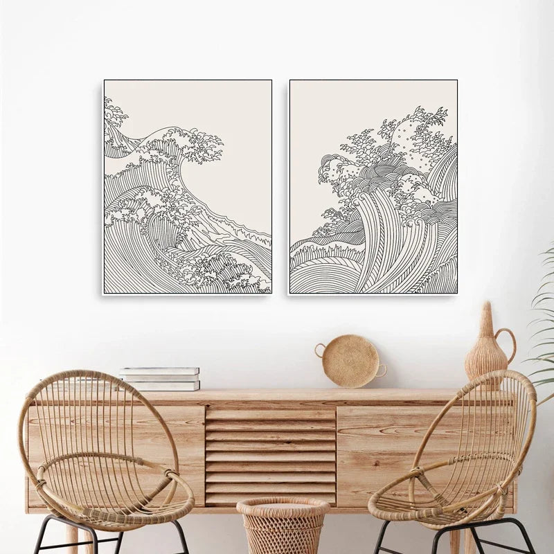 Vintage Minimalist Japanese Abstract Wall Art Fine Art Canvas Prints Black White Pictures For Living Room Bedroom Dining Room Classic Art For Contemporary Interiors 2025