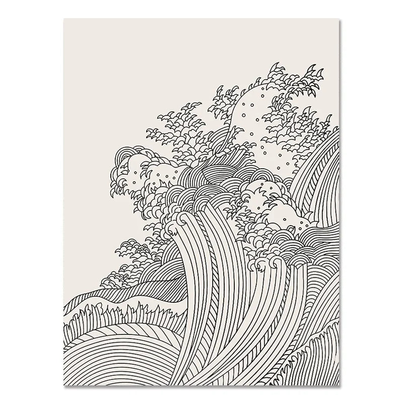 Vintage Minimalist Japanese Abstract Wall Art Fine Art Canvas Prints Black White Pictures For Living Room Bedroom Dining Room Classic Art For Contemporary Interiors 2025