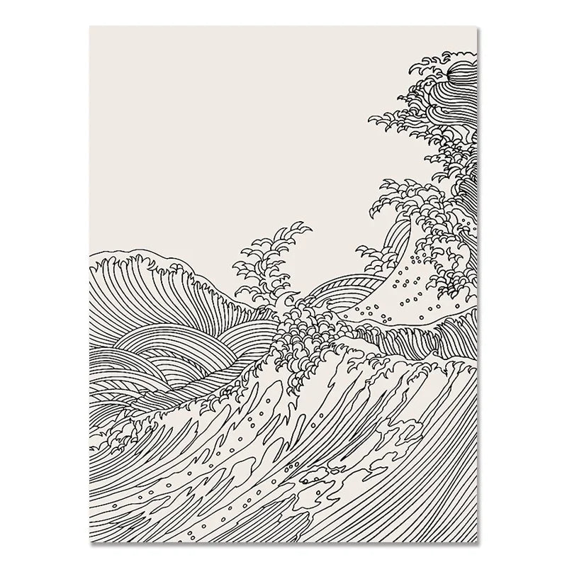 Vintage Minimalist Japanese Abstract Wall Art Fine Art Canvas Prints Black White Pictures For Living Room Bedroom Dining Room Classic Art For Contemporary Interiors 2025