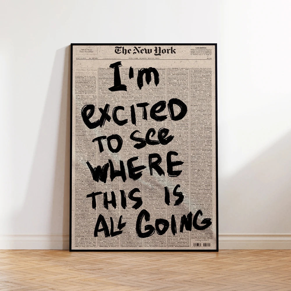 Vintage Newspaper Quotes Typographic Wall Art Fine Art Canvas Print Retro Pictures For Living Room Dining Room Cafe Diner Art Decor 2025 02