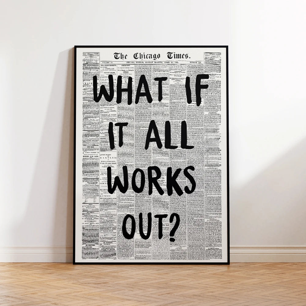 Vintage Newspaper Quotes Typographic Wall Art Fine Art Canvas Print Retro Pictures For Living Room Dining Room Cafe Diner Art Decor 2025 01