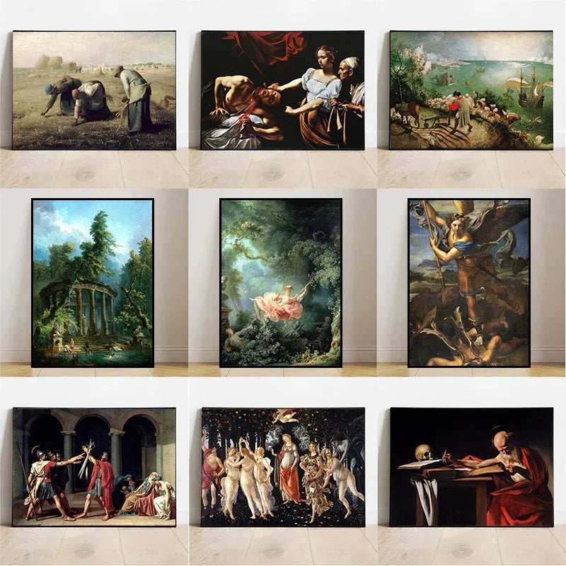 Vintage Old Classics Masterpiece Wall Art Fine Art Canvas Prints – The Swing & Birth of Venus Prints Pictures For Living Room Dining Room