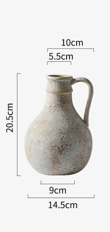 Vintage Pottery Vases – Hand‑Crafted Rustic Ceramic Jugs with Weathered Clay Finish for Modern Minimalist Mediterranean Style Natural Home Décor