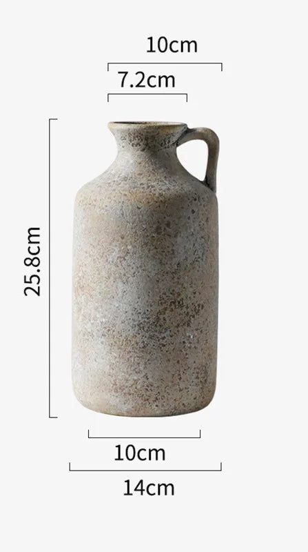 Vintage Pottery Vases – Hand‑Crafted Rustic Ceramic Jugs with Weathered Clay Finish for Modern Minimalist Mediterranean Style Natural Home Décor