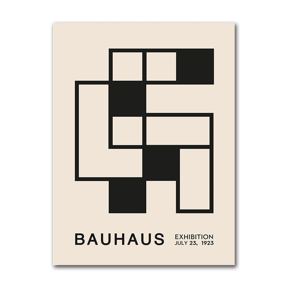 Vintage Retro Bauhaus Abstract Geometric Wall Art Fine Art Canvas Prints Black Beige Pictures For Living Room Dining Room Home Office Decor 2025 001