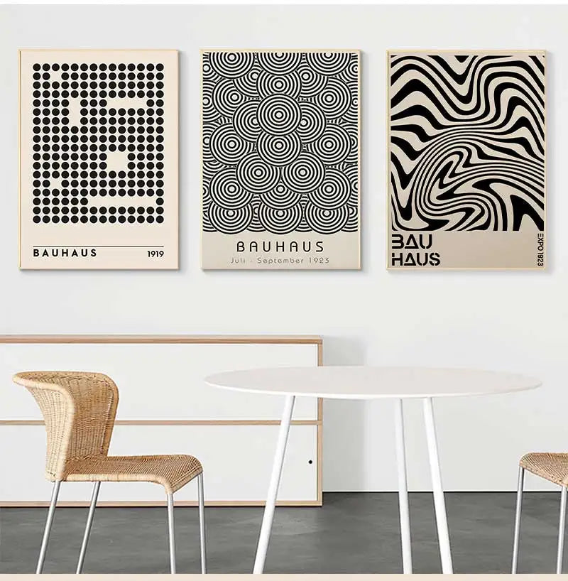 Vintage Retro Bauhaus Abstract Geometric Wall Art Fine Art Canvas Prints Black Beige Pictures For Living Room Dining Room Home Office Decor 2025 001