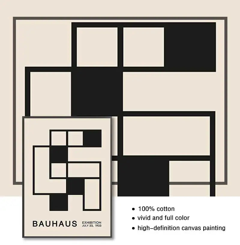 Vintage Retro Bauhaus Abstract Geometric Wall Art Fine Art Canvas Prints Black Beige Pictures For Living Room Dining Room Home Office Decor 2025 001