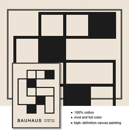 Vintage Retro Bauhaus Abstract Geometric Wall Art Fine Art Canvas Prints Black Beige Pictures For Living Room Dining Room Home Office Decor 2025 001