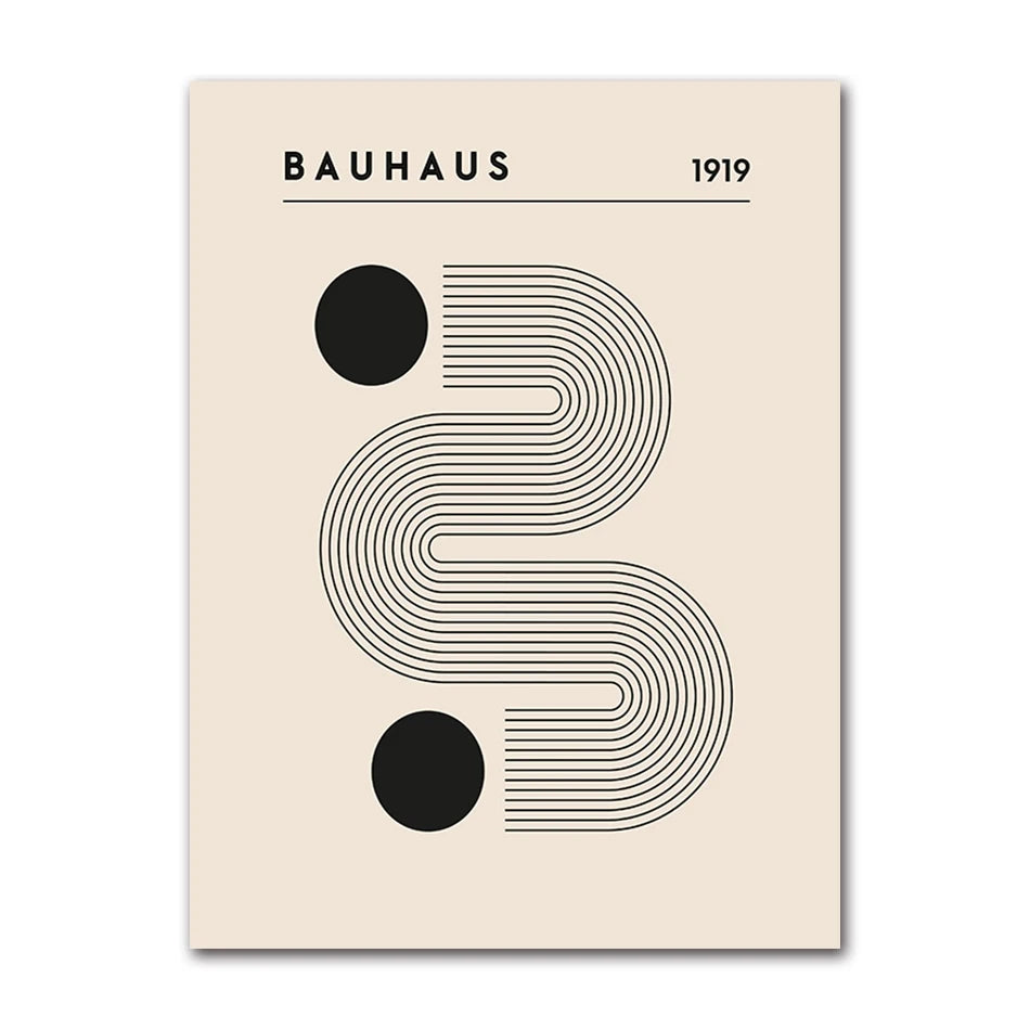 Vintage Retro Bauhaus Abstract Geometric Wall Art Fine Art Canvas Prints Black Beige Pictures For Living Room Dining Room Home Office Decor 2025 001