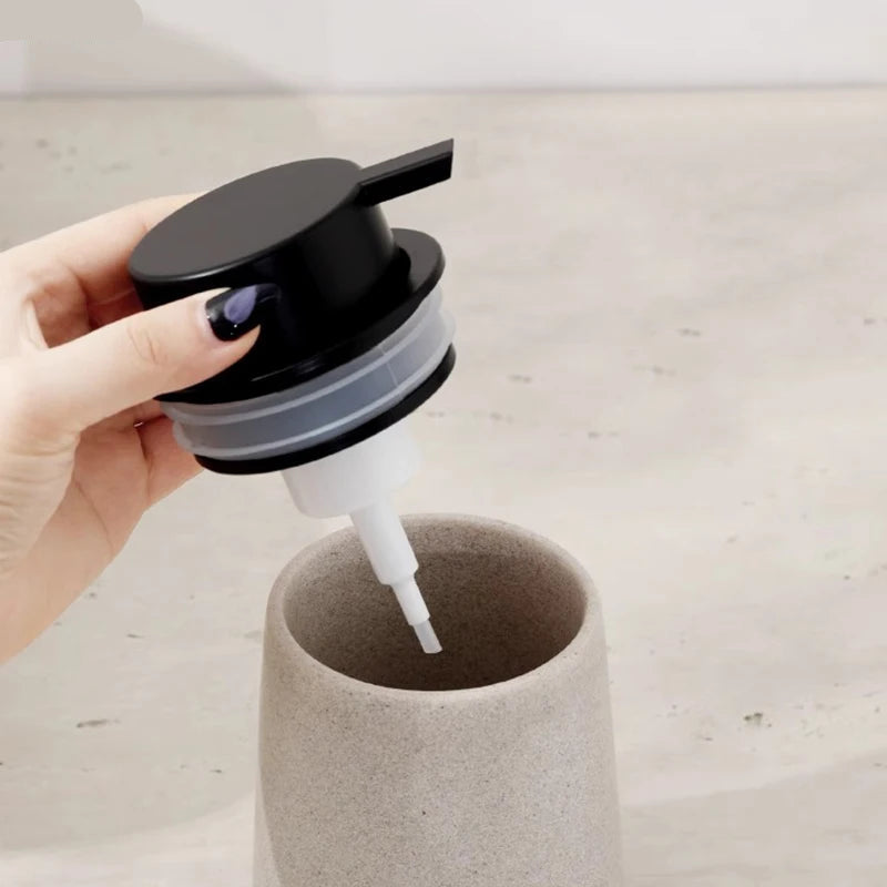 Vintage Sandstone‑Style Matte Soap Dispenser – Minimalist Beige Stone‑Texture Pump Bottle for Modern Bathroom and Kitchen Counter