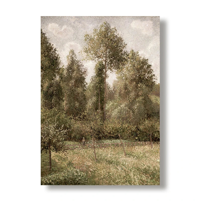 Vintage Summer Farmhouse Landscape Wall Art – Rustic Green Countryside Gallery Wall Prints for Modern Living Room, Scandinavian Home Décor