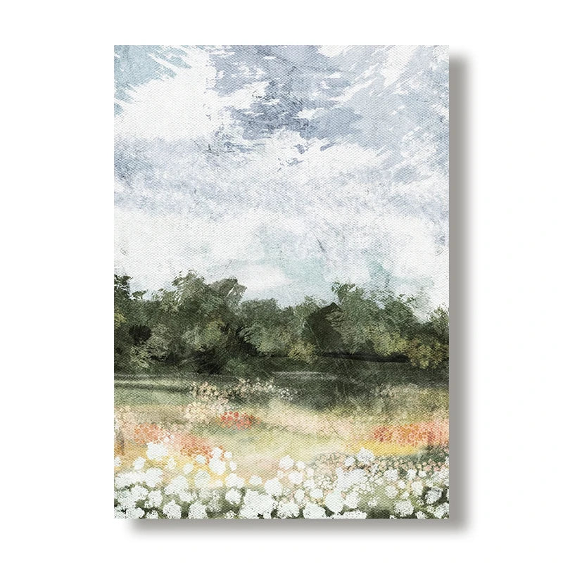 Vintage Summer Farmhouse Landscape Wall Art – Rustic Green Countryside Gallery Wall Prints for Modern Living Room, Scandinavian Home Décor