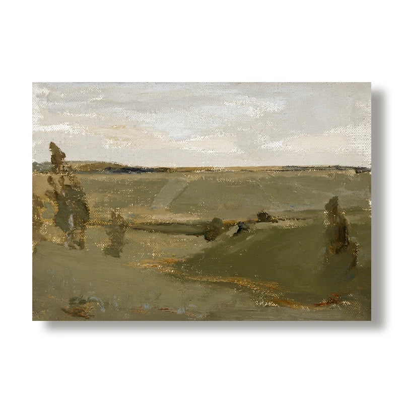Vintage Summer Farmhouse Landscape Wall Art – Rustic Green Countryside Gallery Wall Prints for Modern Living Room, Scandinavian Home Décor