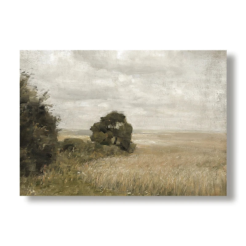 Vintage Summer Farmhouse Landscape Wall Art – Rustic Green Countryside Gallery Wall Prints for Modern Living Room, Scandinavian Home Décor