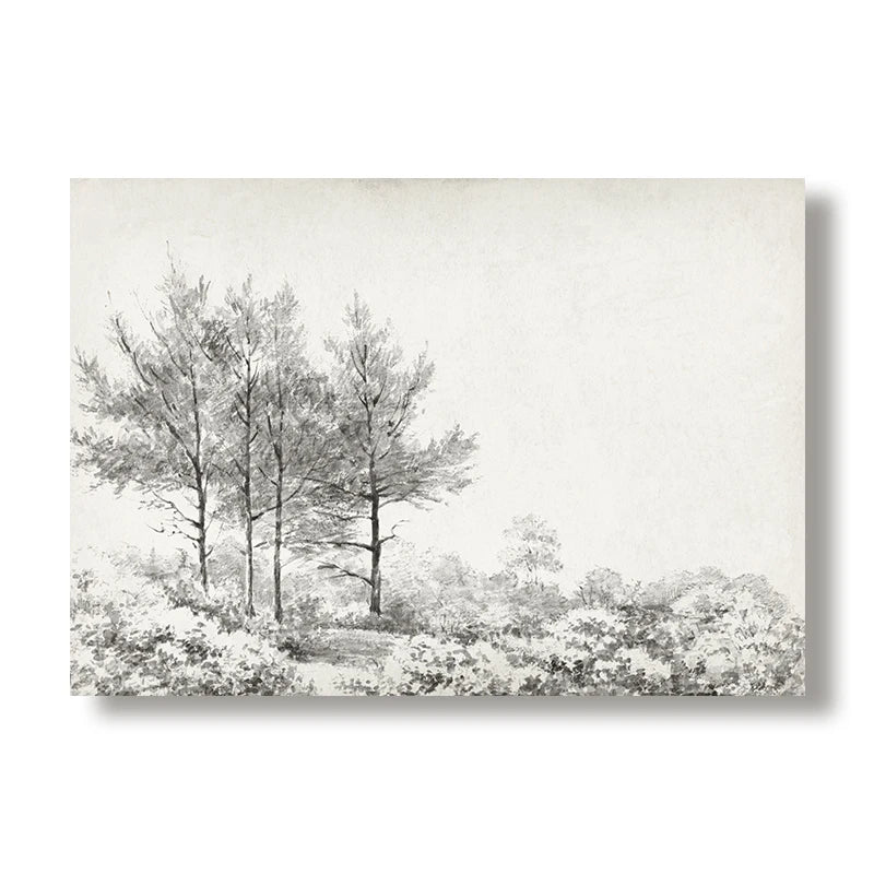 Vintage Summer Farmhouse Landscape Wall Art – Rustic Green Countryside Gallery Wall Prints for Modern Living Room, Scandinavian Home Décor