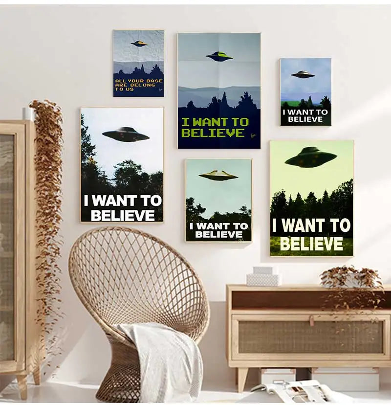 Vintage UFO Poster Wall Art Fine Art Canvas Prints Classic Retro Pictures For Living Room Dining Room Home Office Art Decor Movie Poster 2025