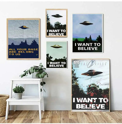 Vintage UFO Poster Wall Art Fine Art Canvas Prints Classic Retro Pictures For Living Room Dining Room Home Office Art Decor Movie Poster 2025