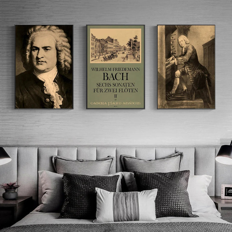 Vintage Vogue Retro Bach Music Art Posters Wall Art Fine Art Canvas Prints Pictures For Living Room Dining Room Inspirational Home Decor