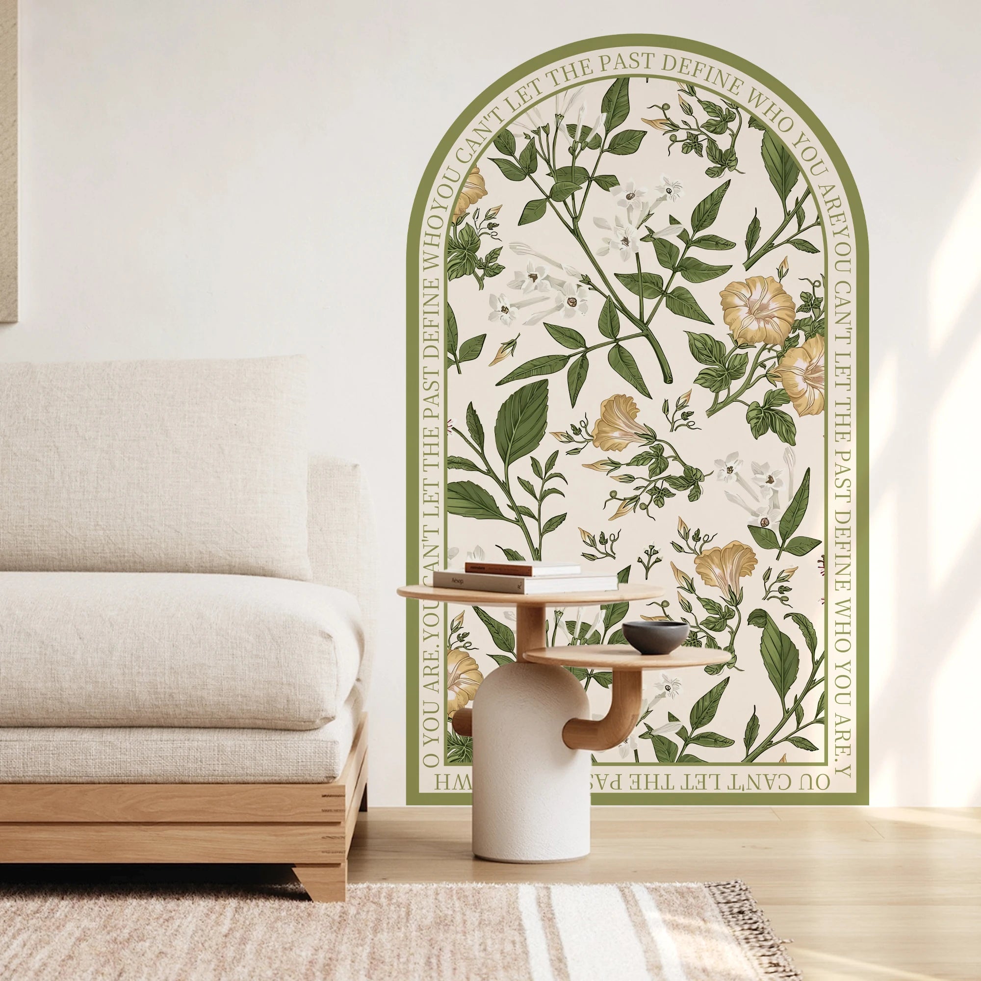 Vintage Wildflower Archway Wall Mural – Self-Adhesive Wall Decal Peel & Stick Botanical Art for Dining Room & Living Room DIY Creative Home Decor