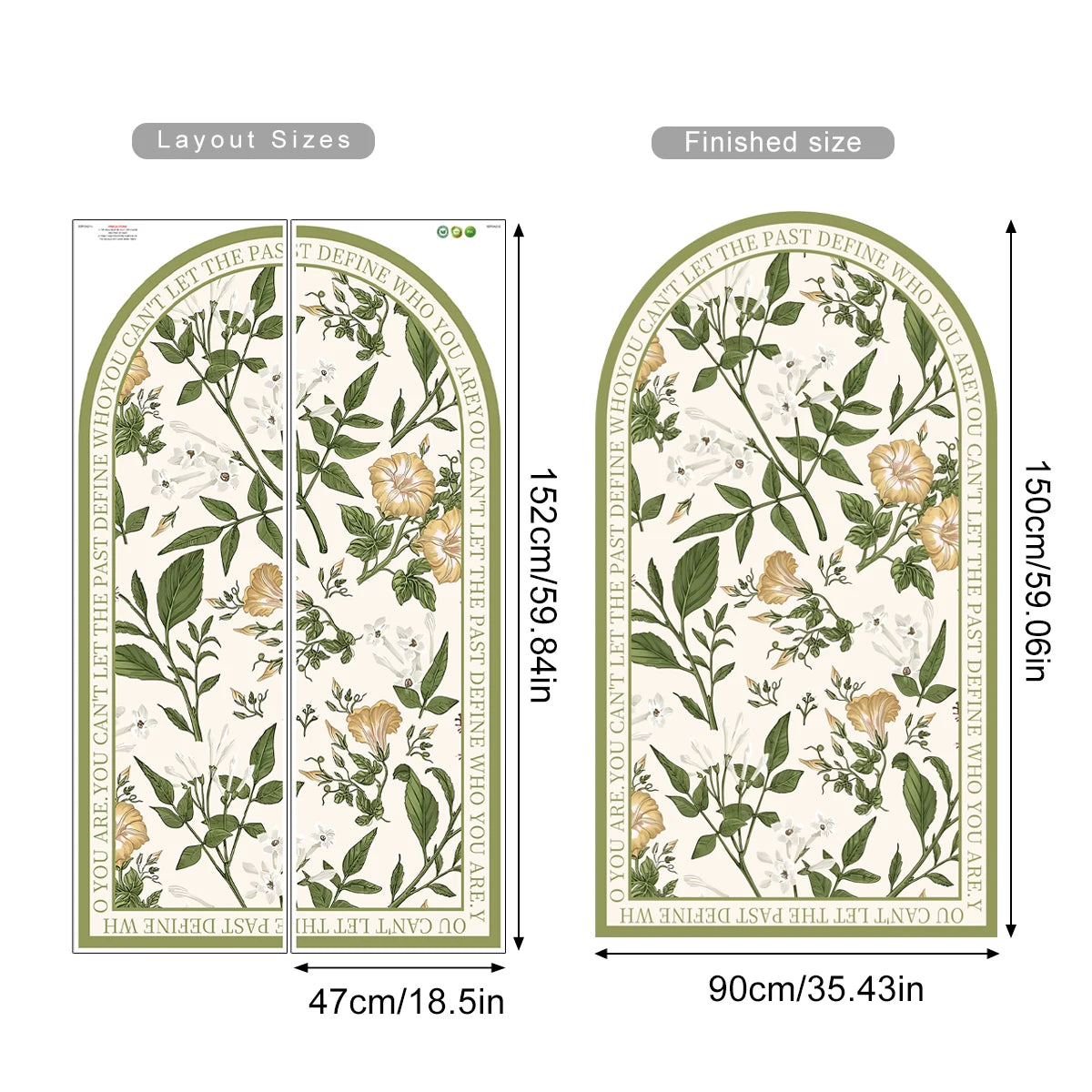 Vintage Wildflower Archway Wall Mural – Self-Adhesive Wall Decal Peel & Stick Botanical Art for Dining Room & Living Room DIY Creative Home Decor