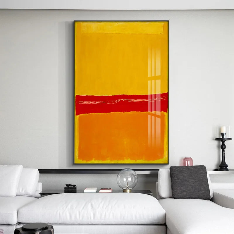 Vintage Yellow Orange Color Block Abstract Wall Art Fine Art Canvas Prints Pictures For Modern Loft Apartment Living Room Bedroom Foyer Art Decor