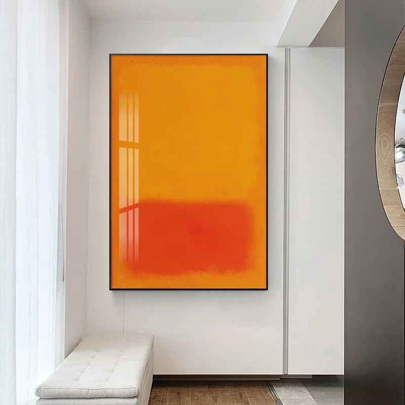 Vintage Yellow Orange Color Block Abstract Wall Art Fine Art Canvas Prints Pictures For Modern Loft Apartment Living Room Bedroom Foyer Art Decor