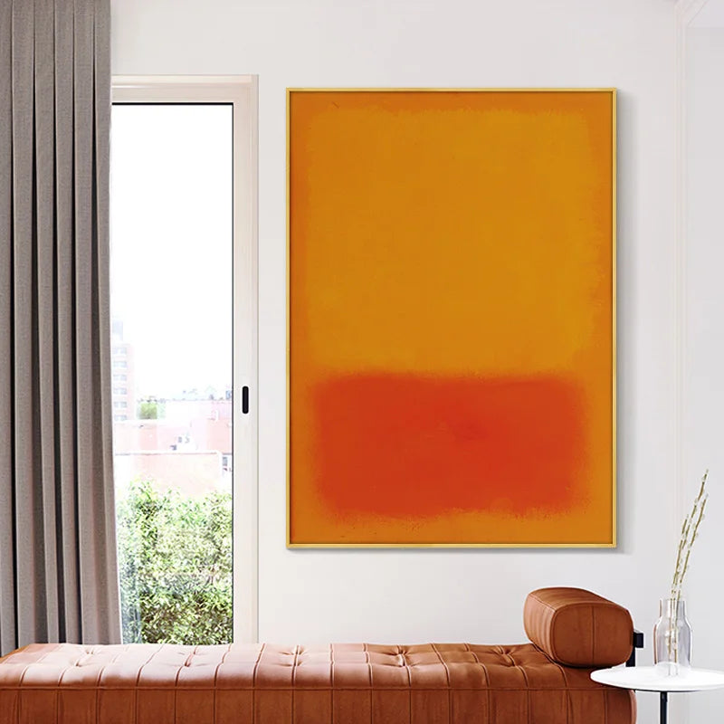 Vintage Yellow Orange Color Block Abstract Wall Art Fine Art Canvas Prints Pictures For Modern Loft Apartment Living Room Bedroom Foyer Art Decor