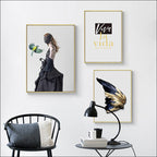 Viva La Vida Minimalist Feather Fashion Lifestyle Quotation Wall Art Fine Art Canvas Prints Pictures For Living Room Inspirational Nordic Home Decor