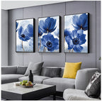 Vivid Blue Botanical Wall Art Fine Art Canvas Prints Modern Floral Pictures For Living Room Dining Room Bedroom Art Decor 2025