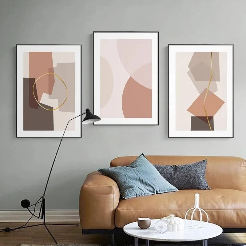 Warm Pink Beige Terracotta Layered Abstract Wall Art Fine Art Canvas Earthy Tones Picture For Modern Apartment Living Room Subtle Bedroom Art Decor