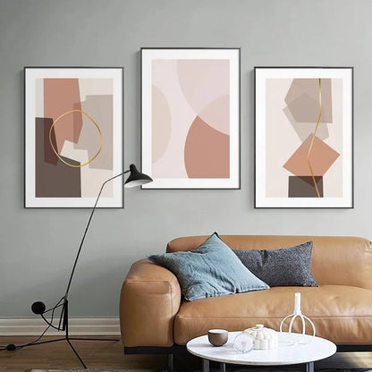 Warm Pink Beige Terracotta Layered Abstract Wall Art Fine Art Canvas Earthy Tones Picture For Modern Apartment Living Room Subtle Bedroom Art Decor
